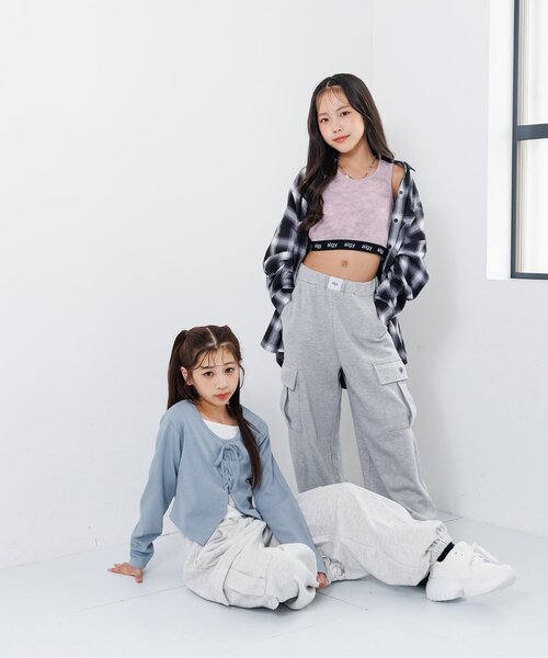 algy（アルジー）の「レースアップレイヤード風トップス（Tシャツ/カットソー・キッズ・サックスブルー/カーキ/チャコール・SMALL/MEDIUM/X-SMALL/XX-SMALL）」の10枚目の写真