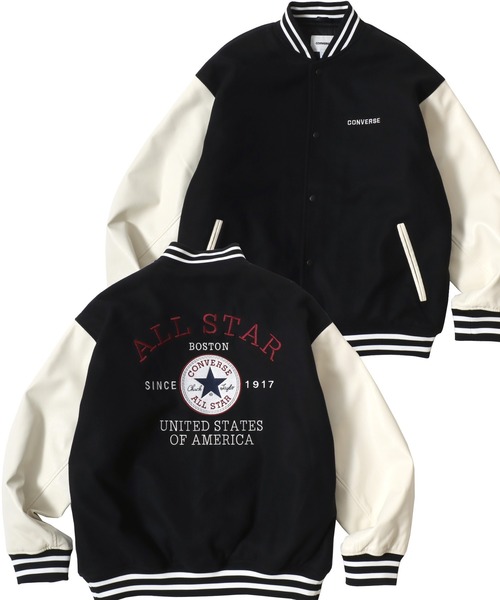 90's Vintage Converse スタジャン レザー袖 メンズ3L 90's Vintage Converse スタジャン レザー袖 メンズ3L