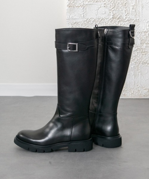 inter-chaussures(インターショシュール)の「【INTER-CHAUSSURES】ラウンドトウトラックソールロングブーツ(I53212)(ブーツ・レディース・ブラック・38/37/36/35)」の1枚目の写真