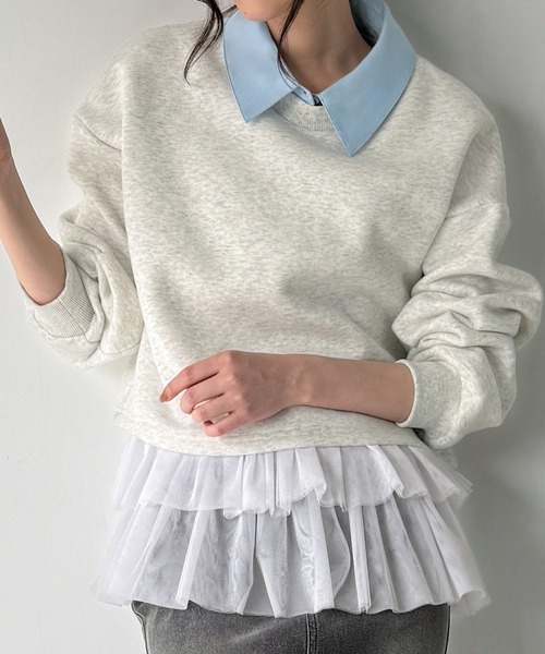 JUNOAH（ジュノア）の「ドロップショルダーデザイントレーナー