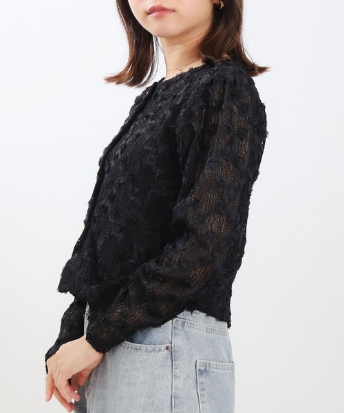 ASTORIA ODIER（アストリアオディール）の「フラワーモチーフカーディガン（カーディガン/ボレロ・レディース・ブラック/ホワイト・MEDIUM）」の9枚目の写真