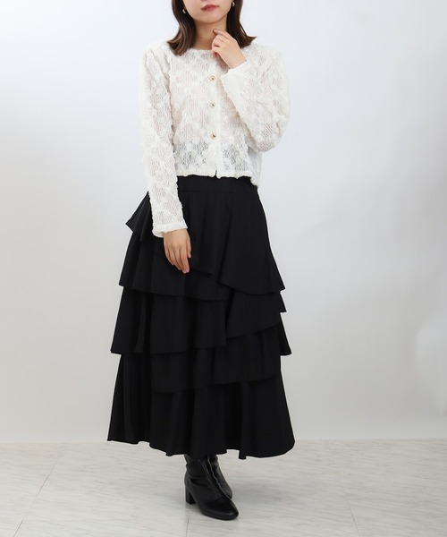 ASTORIA ODIER（アストリアオディール）の「フラワーモチーフカーディガン（カーディガン/ボレロ・レディース・ブラック/ホワイト・MEDIUM）」の7枚目の写真