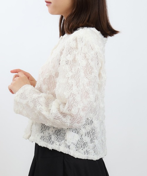 ASTORIA ODIER（アストリアオディール）の「フラワーモチーフカーディガン（カーディガン/ボレロ・レディース・ブラック/ホワイト・MEDIUM）」の4枚目の写真