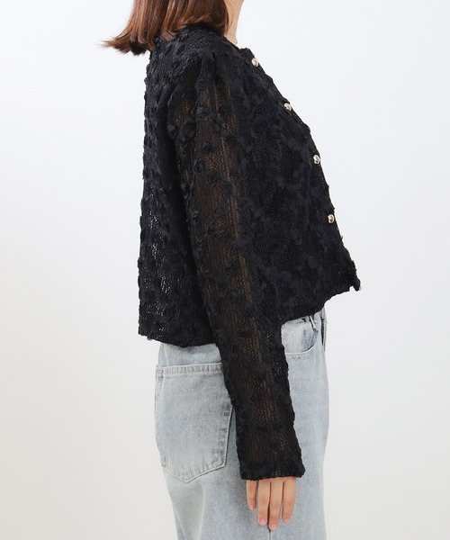 ASTORIA ODIER（アストリアオディール）の「フラワーモチーフカーディガン（カーディガン/ボレロ・レディース・ブラック/ホワイト・MEDIUM）」の14枚目の写真