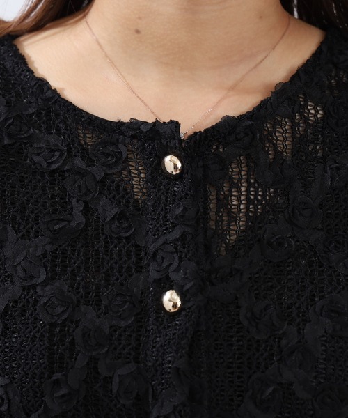 ASTORIA ODIER（アストリアオディール）の「フラワーモチーフカーディガン（カーディガン/ボレロ・レディース・ブラック/ホワイト・MEDIUM）」の16枚目の写真