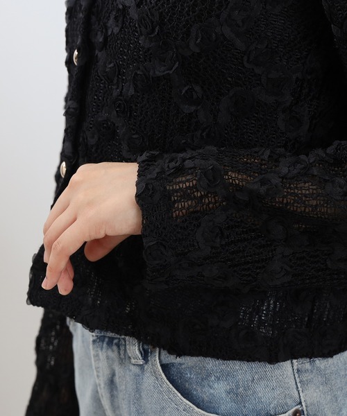 ASTORIA ODIER（アストリアオディール）の「フラワーモチーフカーディガン（カーディガン/ボレロ・レディース・ブラック/ホワイト・MEDIUM）」の17枚目の写真