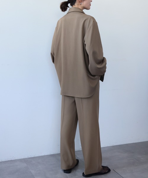 ELFRANK(エルフランク)の「セットアップ オーバーサイズ シャツジャケット ワイドパンツ 2点セット 上下セット【洗える】(セットアップ・レディース・カーキ/ベージュ・L/M)」の22枚目の写真