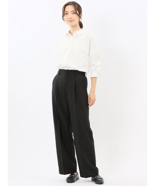 m.f.editorial（エムエフエディトリアル）の「【ストレッチ UVカット】m.f.エディトリアル レディース ワンタック ワイドパンツ（スラックス・レディース・ブラウン/アイボリー/ブラック/ブルー・MEDIUM/LARGE）」の15枚目の写真