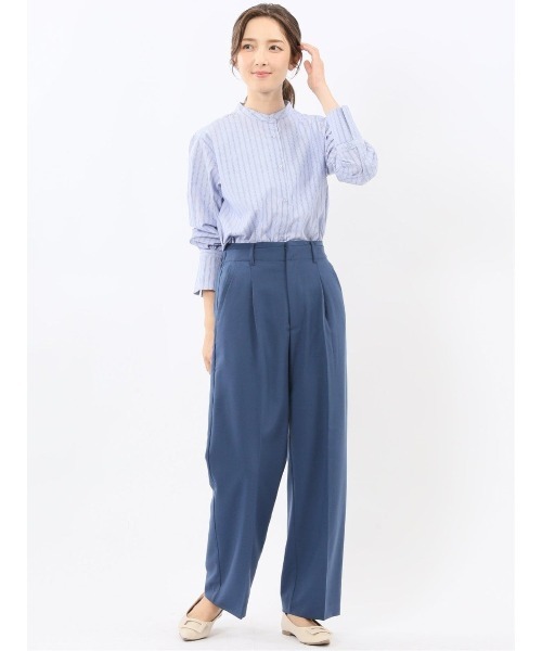 m.f.editorial（エムエフエディトリアル）の「【ストレッチ UVカット】m.f.エディトリアル レディース ワンタック ワイドパンツ（スラックス・レディース・ブラウン/アイボリー/ブラック/ブルー・MEDIUM/LARGE）」の20枚目の写真