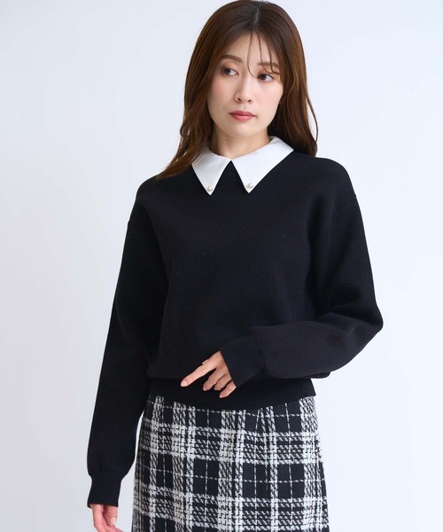 NOELA（ノエラ）の「襟付きスウェットライクニット（ニット/セーター・レディース・ライトグレー/ブラック/グレー・フリー）」の8枚目の写真