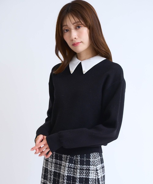 NOELA（ノエラ）の「襟付きスウェットライクニット（ニット/セーター・レディース・ライトグレー/ブラック/グレー・フリー）」の6枚目の写真