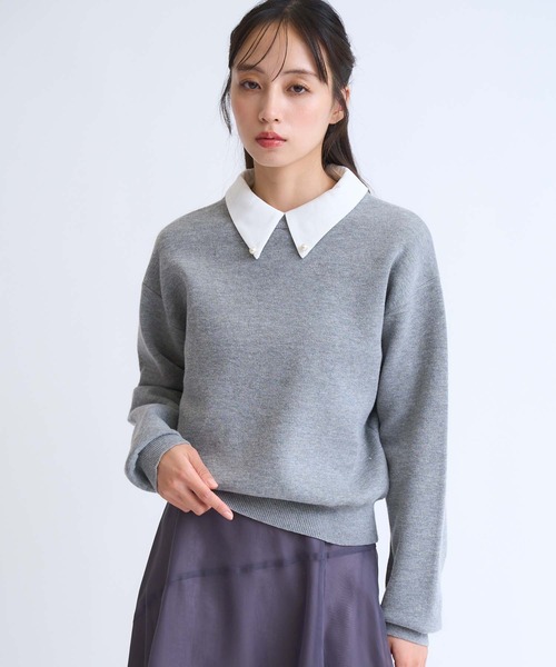 NOELA（ノエラ）の「襟付きスウェットライクニット（ニット/セーター・レディース・ライトグレー/ブラック/グレー・フリー）」の16枚目の写真