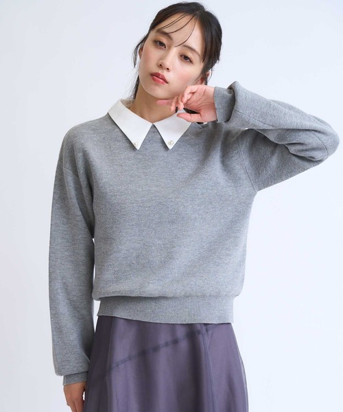 NOELA（ノエラ）の「襟付きスウェットライクニット（ニット/セーター・レディース・ライトグレー/ブラック/グレー・フリー）」の11枚目の写真