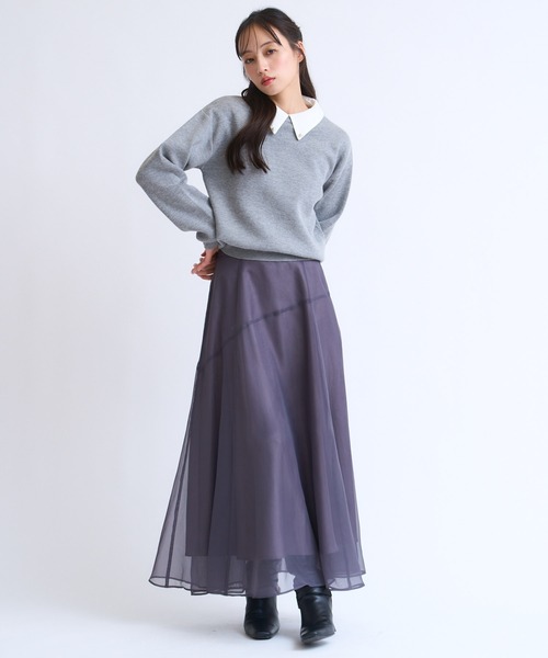 NOELA（ノエラ）の「襟付きスウェットライクニット（ニット/セーター・レディース・ライトグレー/ブラック/グレー・フリー）」の15枚目の写真