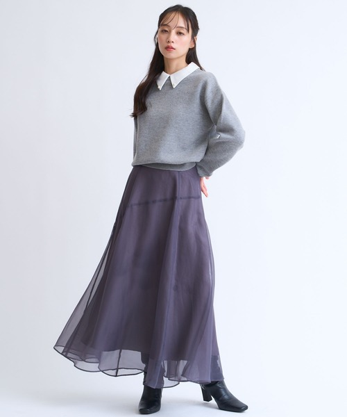 NOELA（ノエラ）の「襟付きスウェットライクニット（ニット/セーター・レディース・ライトグレー/ブラック/グレー・フリー）」の13枚目の写真