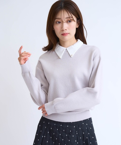 NOELA（ノエラ）の「襟付きスウェットライクニット（ニット/セーター・レディース・ライトグレー/ブラック/グレー・フリー）」の18枚目の写真