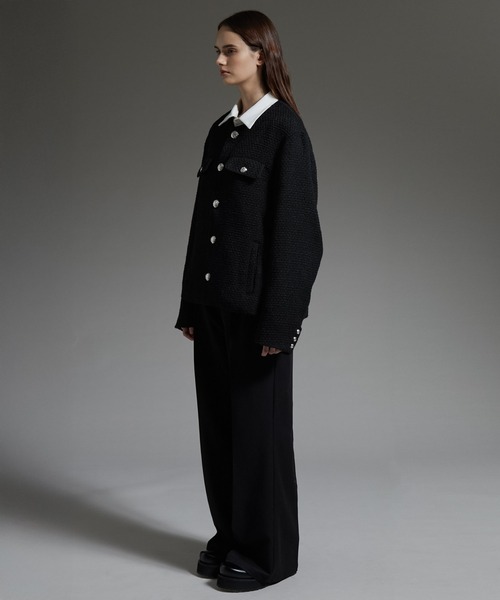 cussil/クシル】ノーカラーデザインショートツイードライク