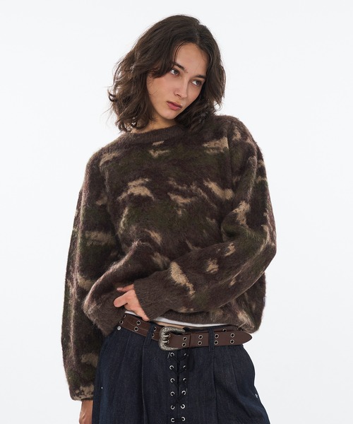 WISH FOR EVER（ウィッシュフォーエバー）の「【 3color / 3size 】ABSTRACT SHAGGY SHORT KNIT / アブストラクトシャギーショートニット（ニット/セーター・メンズ・ブルー/チャコールグレー/ブラウン・MEDIUM/LARGE/SMALL）」の3枚目の写真