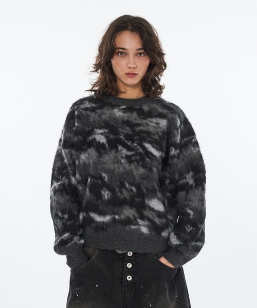 WISH FOR EVER（ウィッシュフォーエバー）の「【 3color / 3size 】ABSTRACT SHAGGY SHORT KNIT / アブストラクトシャギーショートニット（ニット/セーター・メンズ・ブルー/チャコールグレー/ブラウン・MEDIUM/LARGE/SMALL）」の2枚目の写真