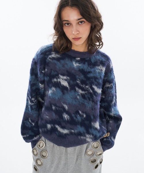 セール】【 3color / 3size 】ABSTRACT SHAGGY SHORT KNIT