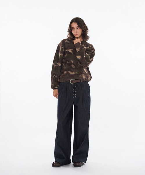 WISH FOR EVER（ウィッシュフォーエバー）の「【 3color / 3size 】ABSTRACT SHAGGY SHORT KNIT / アブストラクトシャギーショートニット（ニット/セーター・メンズ・ブルー/チャコールグレー/ブラウン・MEDIUM/LARGE/SMALL）」の4枚目の写真