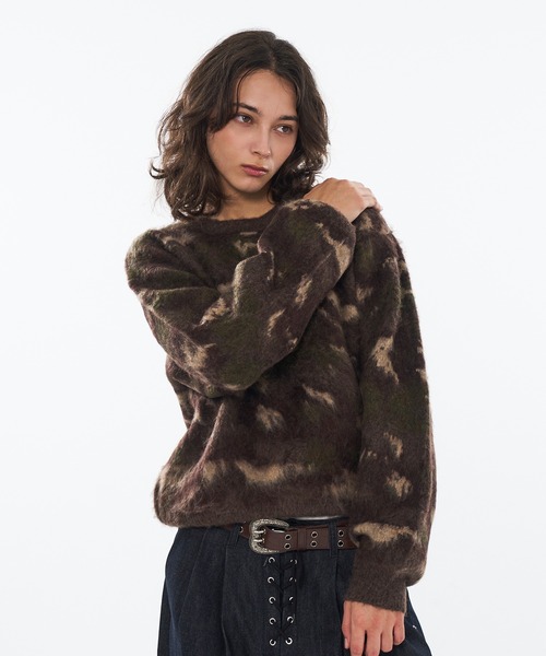 WISH FOR EVER（ウィッシュフォーエバー）の「【 3color / 3size 】ABSTRACT SHAGGY SHORT KNIT / アブストラクトシャギーショートニット（ニット/セーター・メンズ・ブルー/チャコールグレー/ブラウン・MEDIUM/LARGE/SMALL）」の8枚目の写真