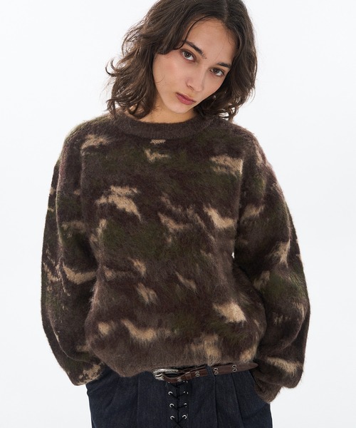 WISH FOR EVER（ウィッシュフォーエバー）の「【 3color / 3size 】ABSTRACT SHAGGY SHORT KNIT / アブストラクトシャギーショートニット（ニット/セーター・メンズ・ブルー/チャコールグレー/ブラウン・MEDIUM/LARGE/SMALL）」の9枚目の写真