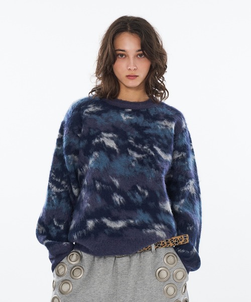 WISH FOR EVER（ウィッシュフォーエバー）の「【 3color / 3size 】ABSTRACT SHAGGY SHORT KNIT / アブストラクトシャギーショートニット（ニット/セーター・メンズ・ブルー/チャコールグレー/ブラウン・MEDIUM/LARGE/SMALL）」の16枚目の写真