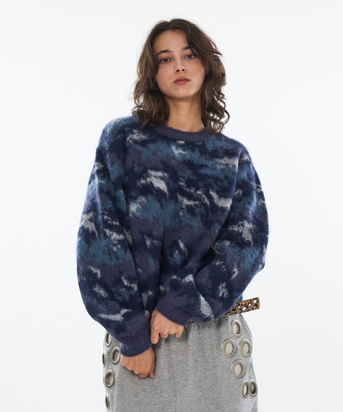 WISH FOR EVER（ウィッシュフォーエバー）の「【 3color / 3size 】ABSTRACT SHAGGY SHORT KNIT / アブストラクトシャギーショートニット（ニット/セーター・メンズ・ブルー/チャコールグレー/ブラウン・MEDIUM/LARGE/SMALL）」の20枚目の写真