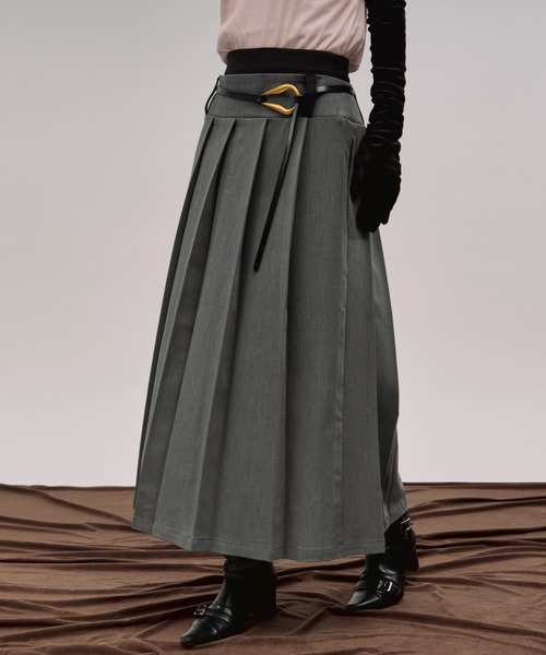 Ezick（エジック）の「pleats middle skirt ダブルウエストプリーツ