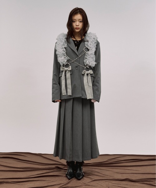 セール】pleats middle skirt ダブルウエストプリーツスカート