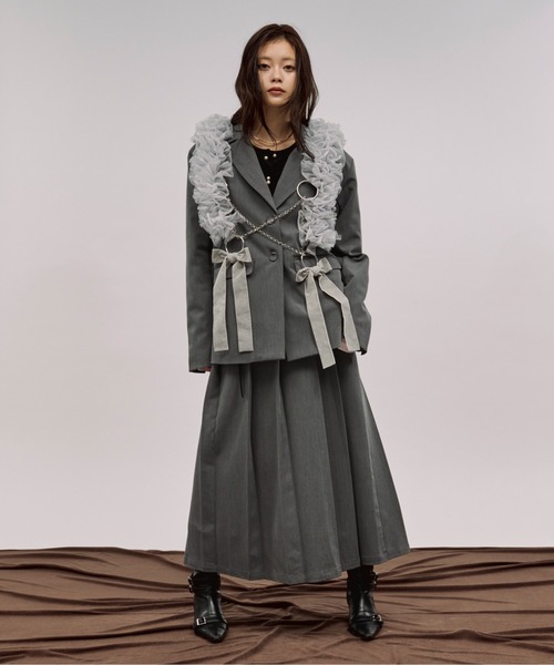 セール】pleats middle skirt ダブルウエストプリーツスカート