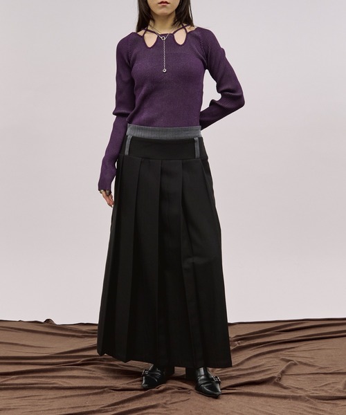 セール】pleats middle skirt ダブルウエストプリーツスカート