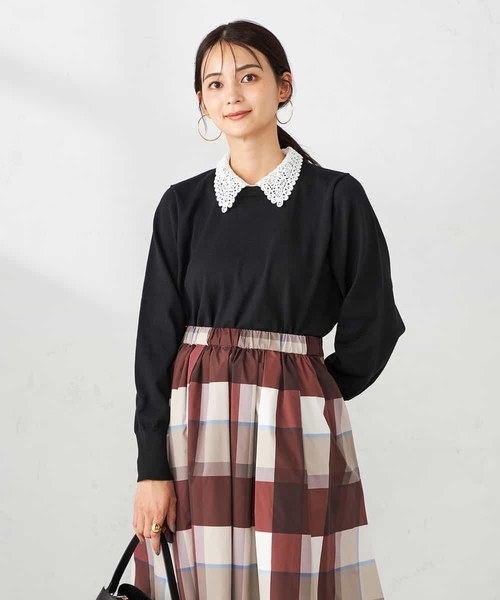 a.v.v(アーヴェヴェ)の「2WAYレースカラーニット(ニット/セーター・レディース・アイボリー/ブラック・38/40)」の14枚目の写真