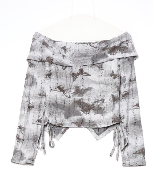 .KOM(ドットコム)の「A'GEM/9 × .kom 『.KOM/ドットケーオーエム』 Y2K Butterfly Design Zip-Up Top/Y2K バタフライデザイン ジップアップトップス(その他トップス・レディース・グレー・FREE)」の7枚目の写真