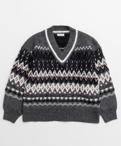 MAISON SPECIAL(メゾンスペシャル)の「Mokemoke Argyle Knit Pullover / モケモケアーガイルニット(ニット/セーター・レディース・ブルー/グレー/グリーン・FREE)」の9枚目の写真