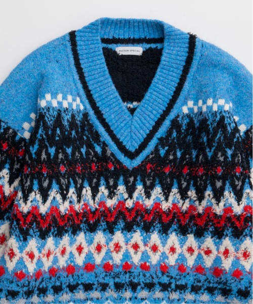 MAISON SPECIAL(メゾンスペシャル)の「Mokemoke Argyle Knit Pullover / モケモケアーガイルニット(ニット/セーター・レディース・ブルー/グレー/グリーン・FREE)」の12枚目の写真