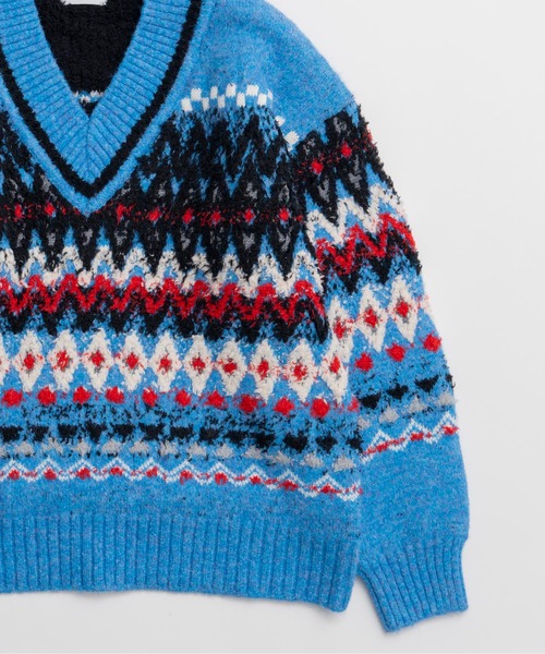 MAISON SPECIAL(メゾンスペシャル)の「Mokemoke Argyle Knit Pullover / モケモケアーガイルニット(ニット/セーター・レディース・ブルー/グレー/グリーン・FREE)」の13枚目の写真
