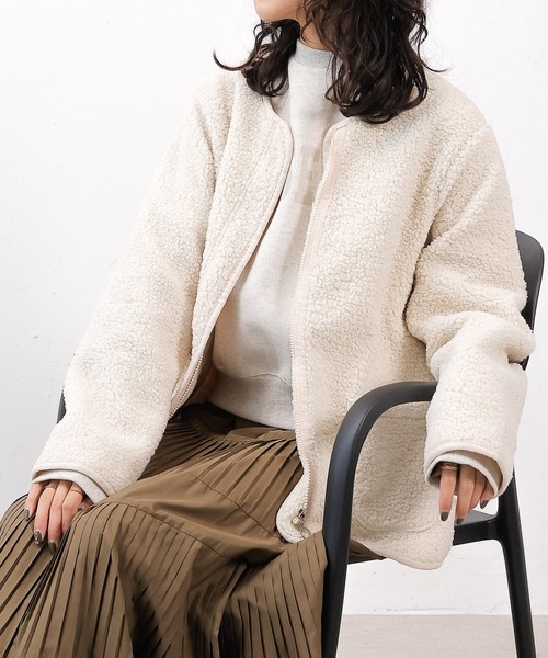 emesuelee（エメスーリー）の「ふわふわモフモフジップボアジャケット（その他アウター・レディース・モカ/ブラウン/オフホワイト/ブラック・フリー）」の2枚目の写真