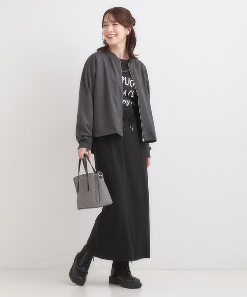 SHOO・LA・RUE（シューラルー）の「【S-LL】柔らかくて軽い さっと羽織れるフェイクスエードブルゾン【CIRCRIC】（カーディガン/ボレロ・レディース・ブラウン系/チャコールグレー・01/02/03/04）」の5枚目の写真