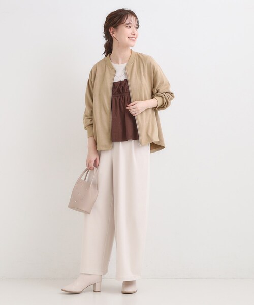 SHOO・LA・RUE（シューラルー）の「【S-LL】柔らかくて軽い さっと羽織れるフェイクスエードブルゾン【CIRCRIC】（カーディガン/ボレロ・レディース・ブラウン系/チャコールグレー・01/02/03/04）」の9枚目の写真