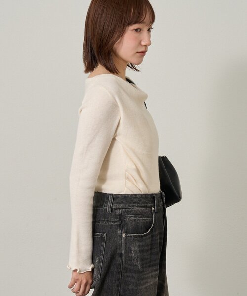 mline（エムライン）の「[mline]【新色BLK登場！】レースレイヤード オフショルニット（ニット/セーター・レディース・ネイビー/ピンク/グレー/アイボリー/ブラック・FREE）」の18枚目の写真