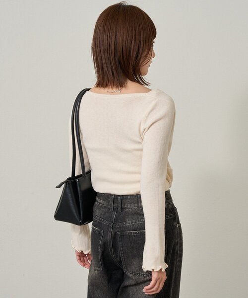 mline（エムライン）の「[mline]【新色BLK登場！】レースレイヤード オフショルニット（ニット/セーター・レディース・ネイビー/ピンク/グレー/アイボリー/ブラック・FREE）」の19枚目の写真