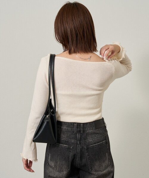 mline（エムライン）の「[mline]【新色BLK登場！】レースレイヤード オフショルニット（ニット/セーター・レディース・ネイビー/ピンク/グレー/アイボリー/ブラック・FREE）」の20枚目の写真