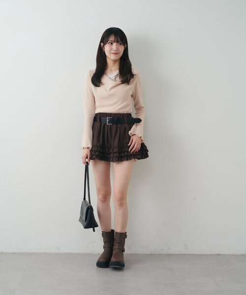 mline（エムライン）の「[mline]【新色BLK登場！】レースレイヤード オフショルニット（ニット/セーター・レディース・ネイビー/ピンク/グレー/アイボリー/ブラック・FREE）」の15枚目の写真