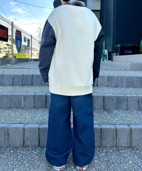 Right-on（ライトオン）の「【Refurbish】袖配色 スウェットプルオーバー (カラフル / 個性的 / アクセント / 子供服 / 快適)（スウェット・キッズ・ブラック/ベージュ/ブルー/オフホワイト・110/120/130/140/150/160）」の16枚目の写真