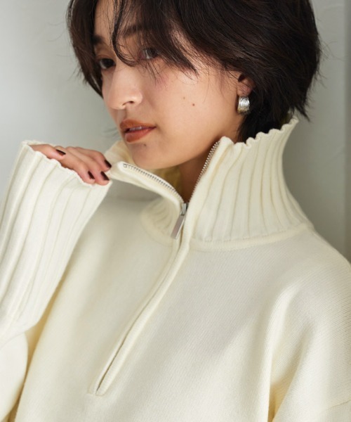 RASW（ラス）の「[RASW]ジップボックスニット（ニット/セーター・レディース・アイボリー/ダークネイビー・M/L）」の7枚目の写真