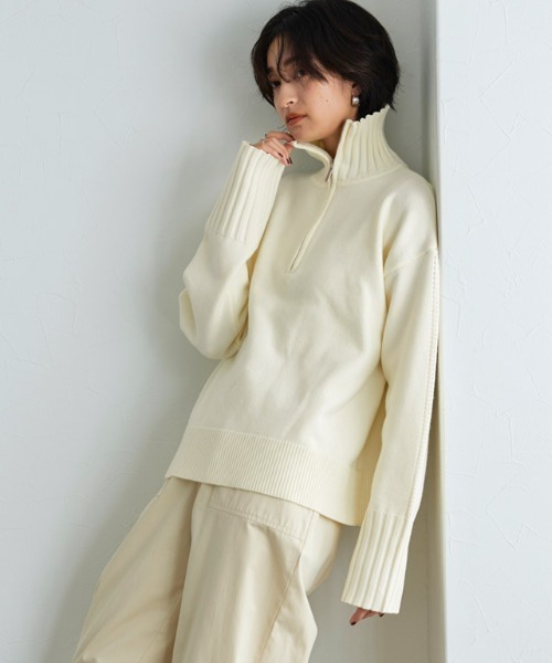 RASW（ラス）の「[RASW]ジップボックスニット（ニット/セーター・レディース・アイボリー/ダークネイビー・M/L）」の8枚目の写真