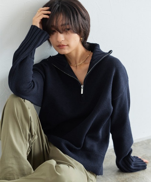 RASW（ラス）の「[RASW]ジップボックスニット（ニット/セーター・レディース・アイボリー/ダークネイビー・M/L）」の15枚目の写真