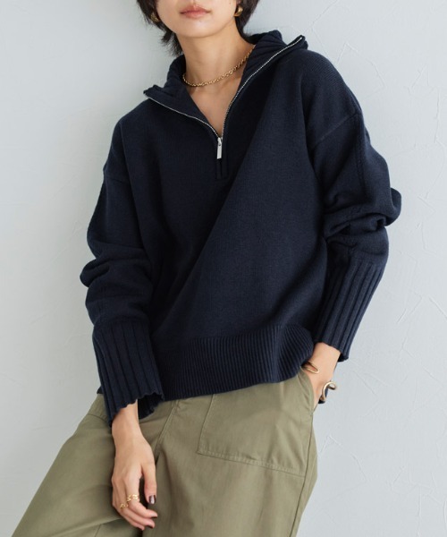 RASW（ラス）の「[RASW]ジップボックスニット（ニット/セーター・レディース・アイボリー/ダークネイビー・M/L）」の16枚目の写真